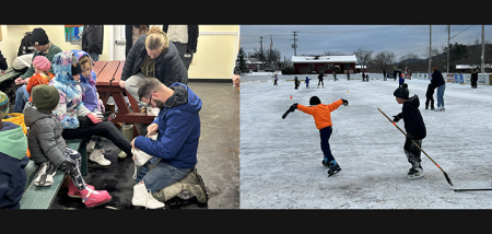 Ice skating in downtown Norwich brings families together